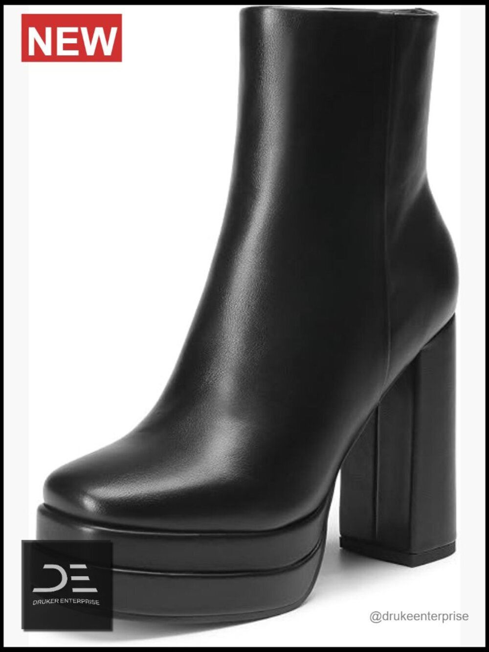 Y2K Platform Gogo Ankle Boots Chunky Heels Square Toe Party Booties
